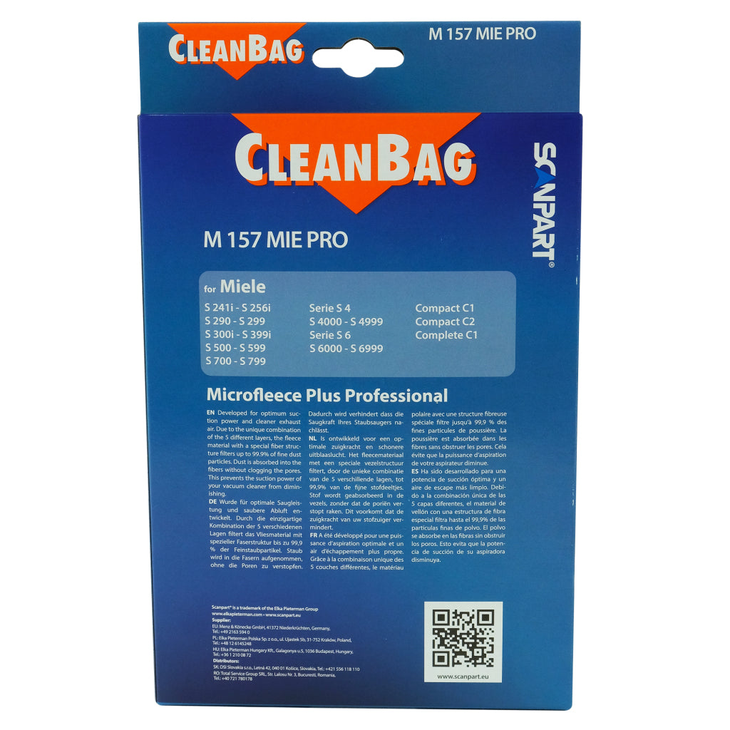 SCANSPART SCANPART BOLDA DE POLSO DE BOLSA Clean M 157 Mie Pro Miele 5 piezas