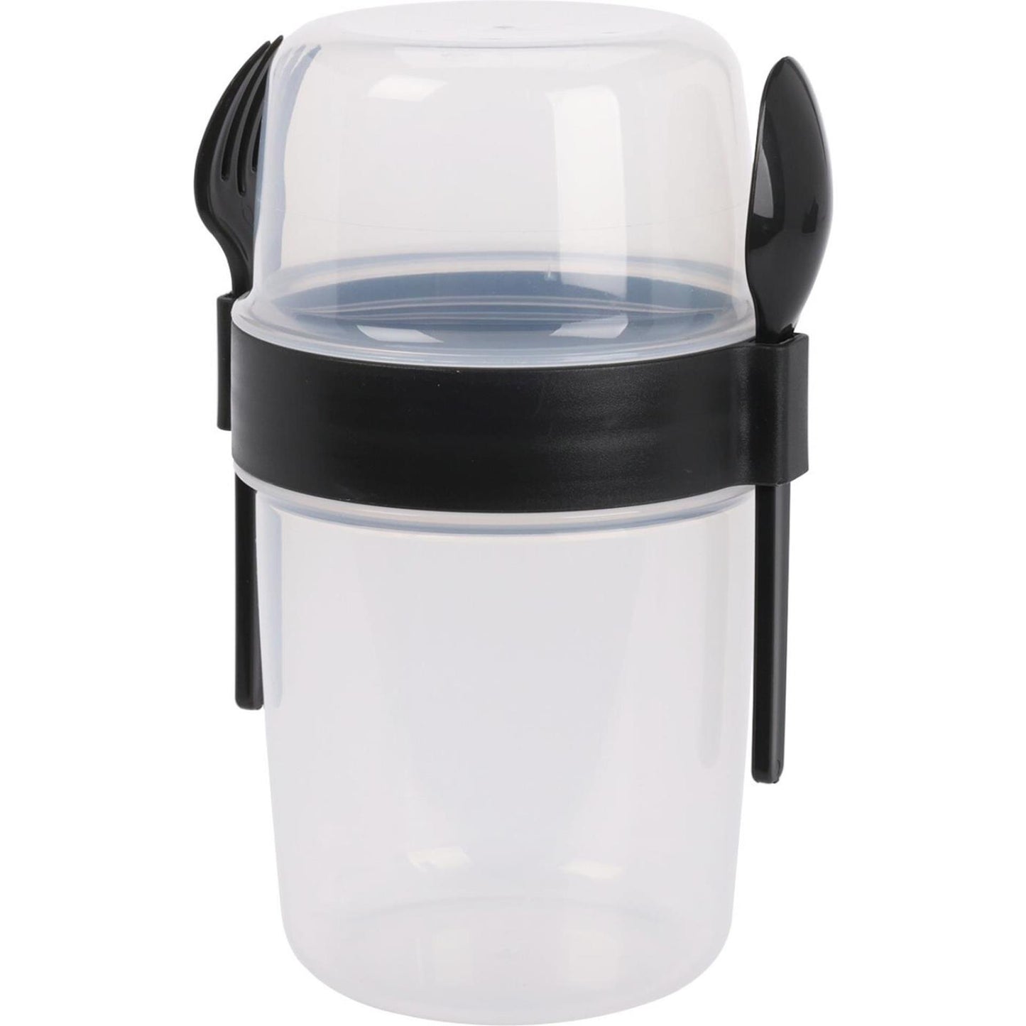 Excelente vaso de ensalada de plástico para el hogar con cubiertos de 1100ml.