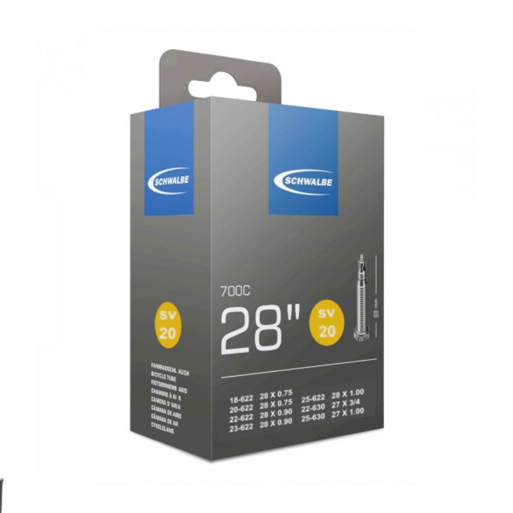Schwalbe Tubo interno SV20 60 mm de 28 pulgadas Race 18 25-622 Luz extra 65gr