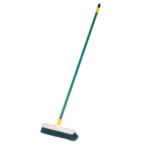 Escoba de cuadra 40cm plastico verde mango completo metal 150cm