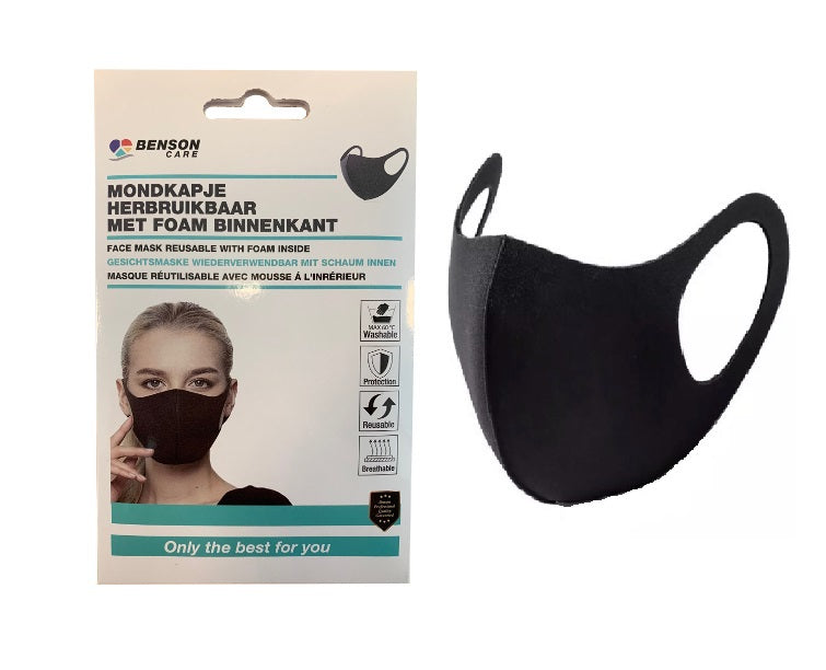 Maschera naso bocca riutilizzabile moda nera