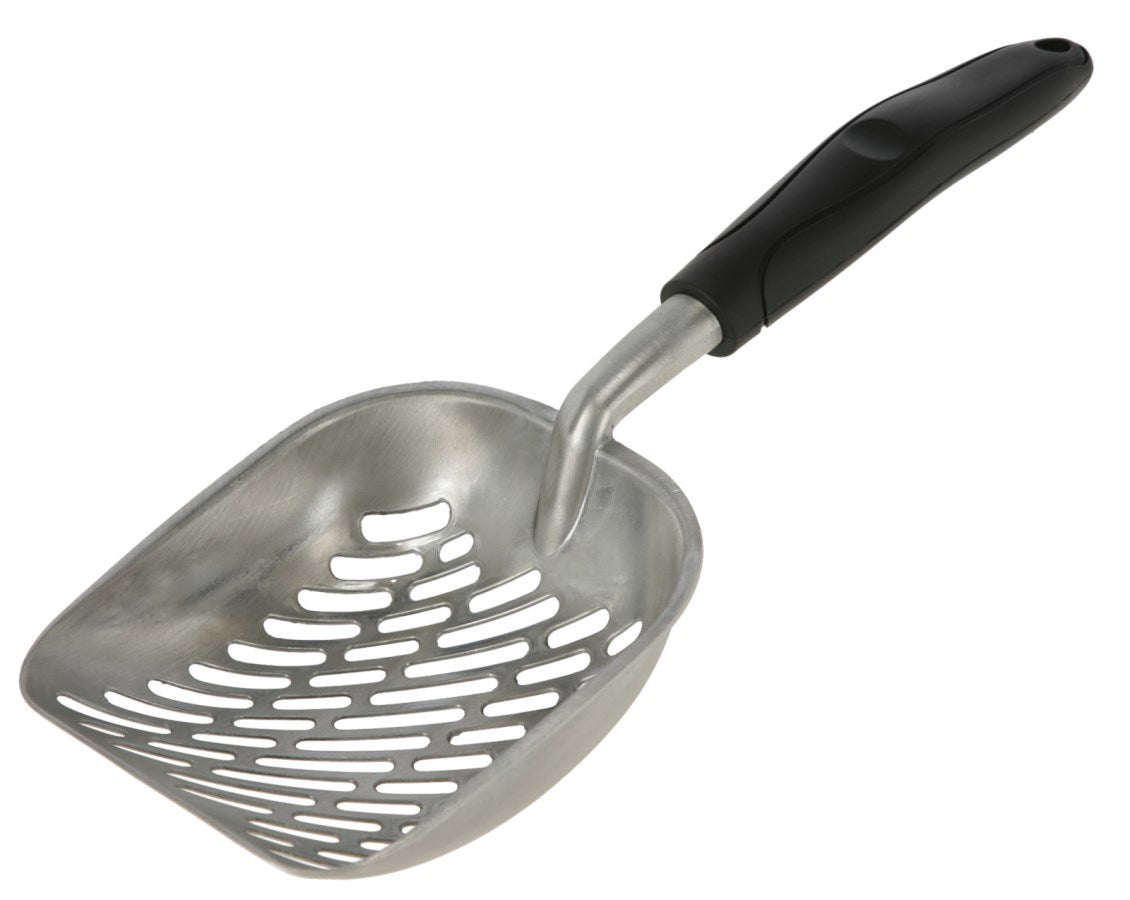 Cuchara de aluminio negra 35 x 14cm con mango de plástico
