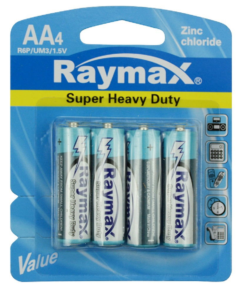 Raymax producten batterij penlite r6p zink aa 1 5v a 4st