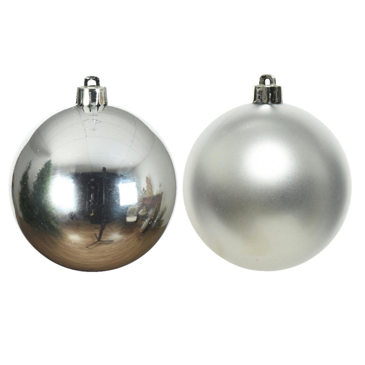 Decoris Palle di Natale plastica argento dia cm 6pz