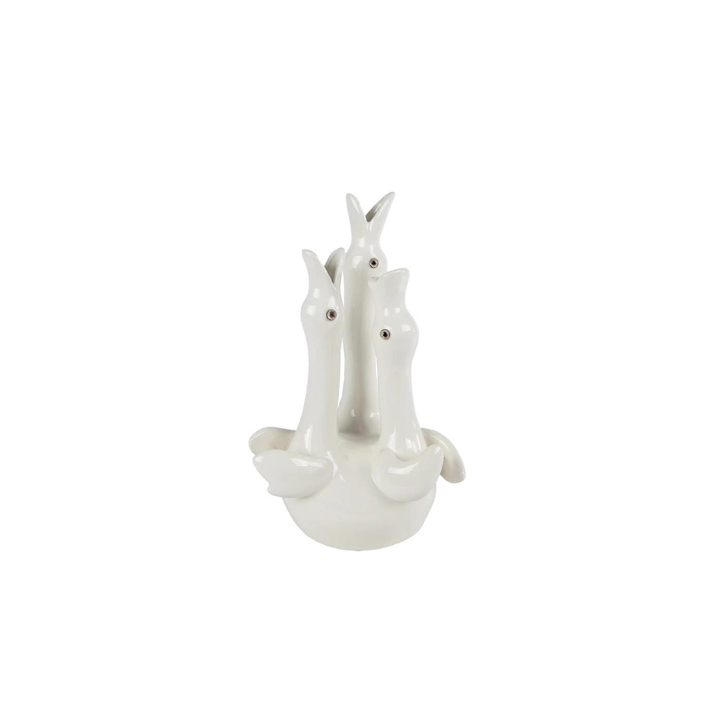 Vaas three swan off-white aardewerk 15,5x13x27,5cm