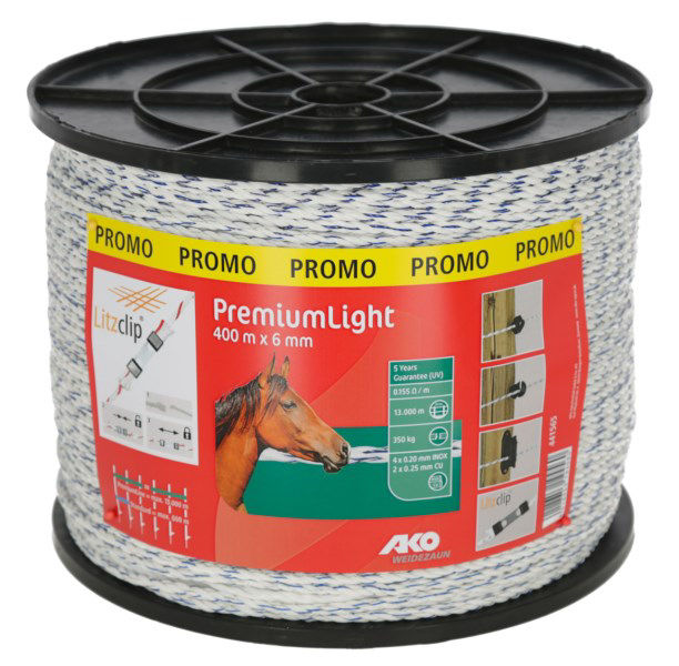 Cordón de choque ligero Ako premium blanco-azul 6mm 400m