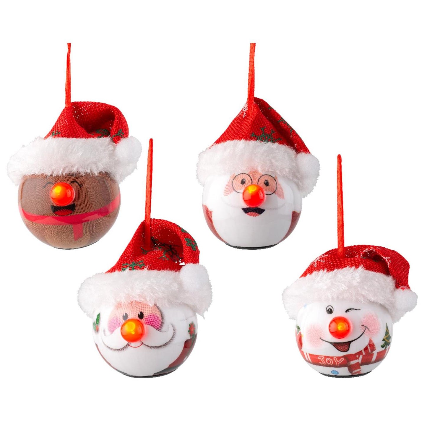 Lumineo kerstbal met kerstmuts led 7x6,6x7,5cm