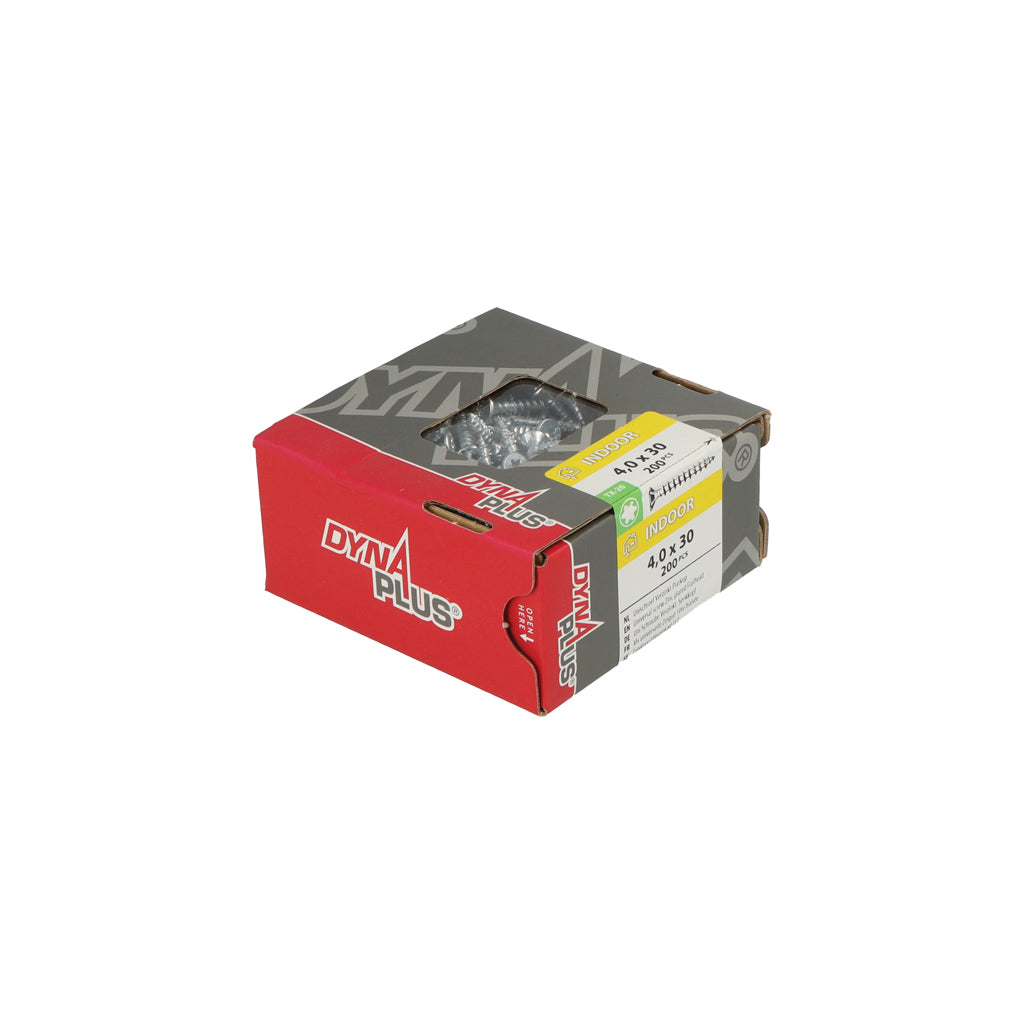 Tornillo para aglomerado Dynaplus uni tornillo galvanizado cabeza plana rosca completa torx tx20 4.0x30 | 200 piezas - 0281.01.25201