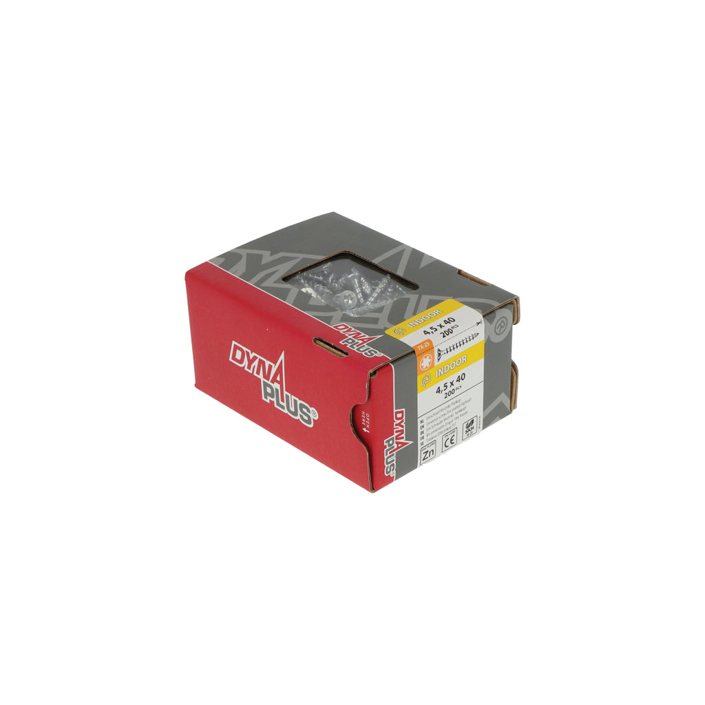 Tornillo aglomerado dynaplus uni tornillo galvanizado cabeza plana rosca completa torx tx25 4,5x40 | 200 piezas - 0281.01.33601