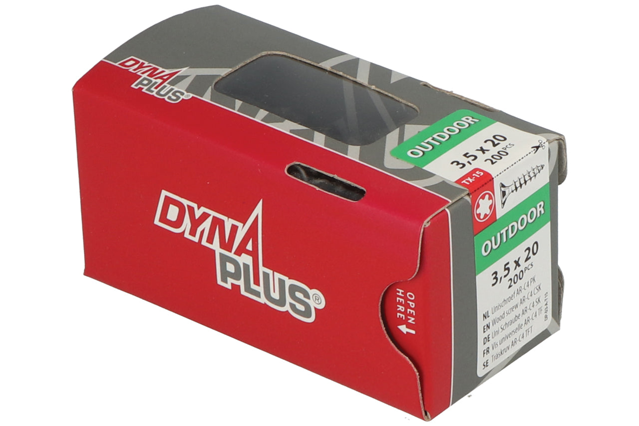 Tornillo uni Dynaplus tornillo para aglomerado revestimiento ar cabeza plana rosca completa torx tx15 3,5x20 | 200 piezas - 0281.08.17001