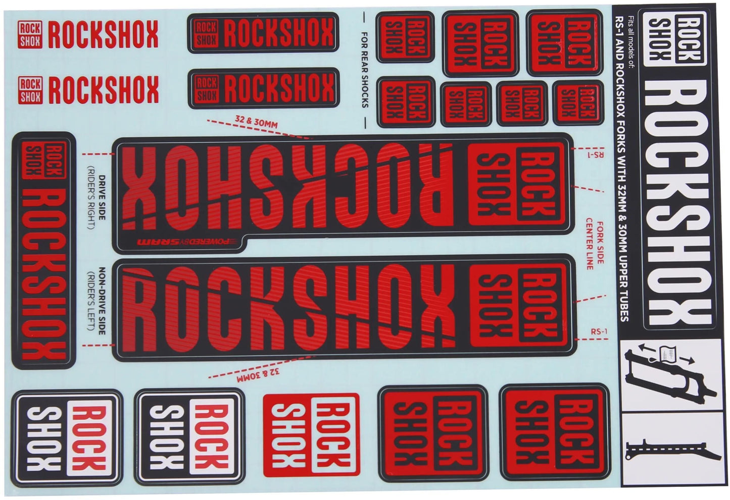 Rockshox Decal set rosso