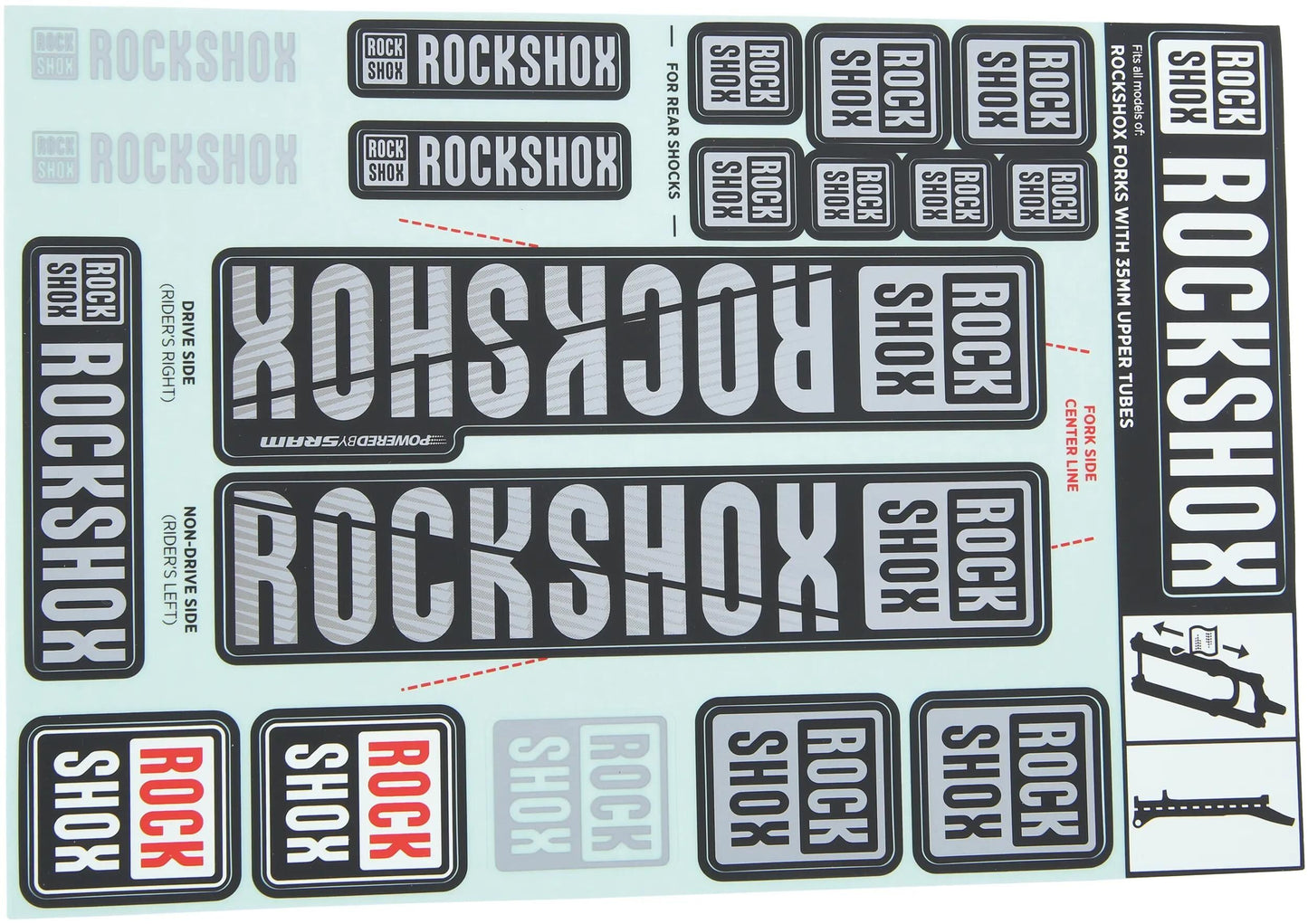 Rockshox Decal set polare grigio