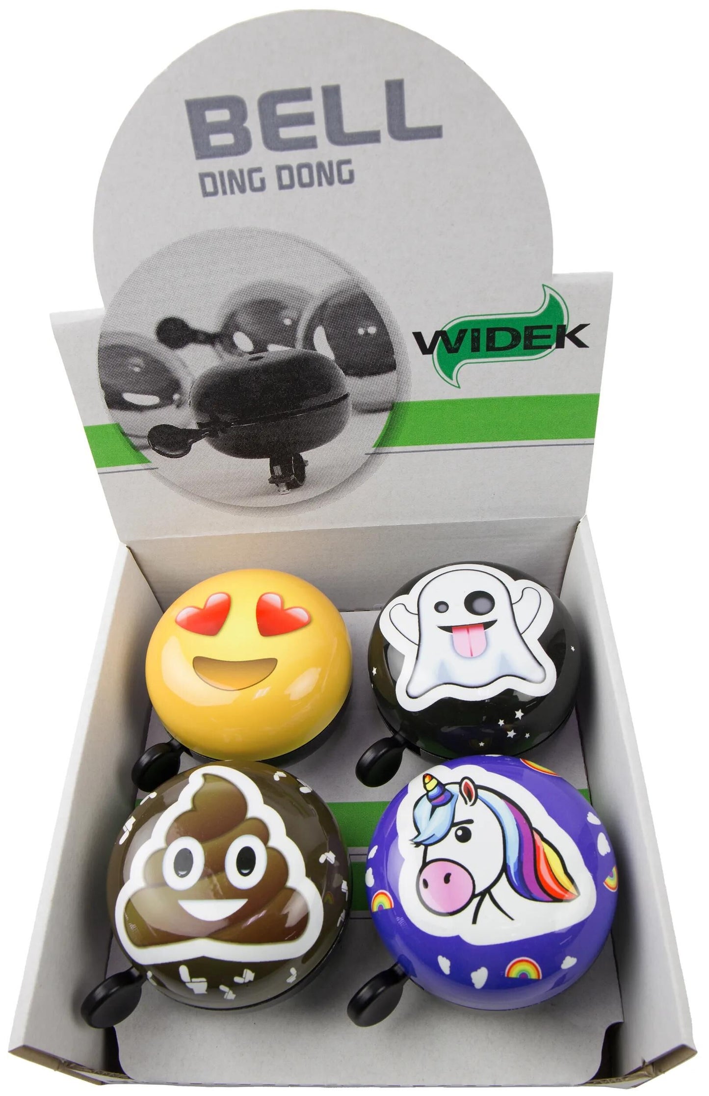 Timbre de bicicleta Widek ding dong emoticones timbre display ding dong 4 piezas.