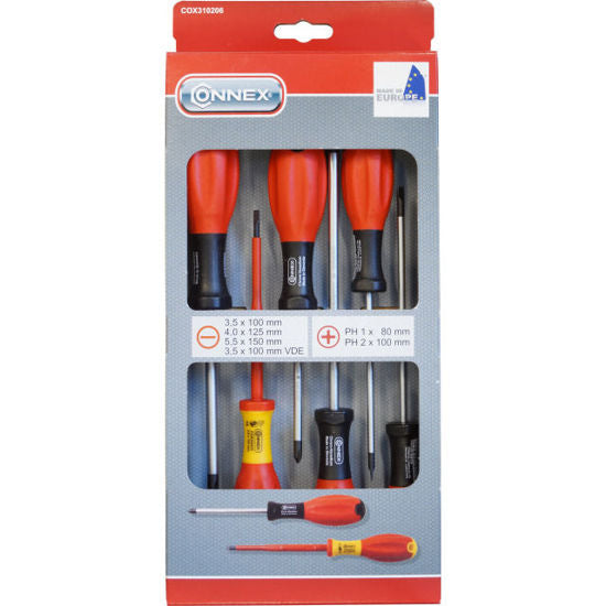 Set cacciaviti a croce piatti Connex 6 pezzi