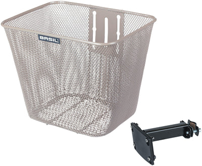 Basil Bicycle Basket Bilbao con montaggio fisso 26 x 22 x 27 cm Nude Metallic
