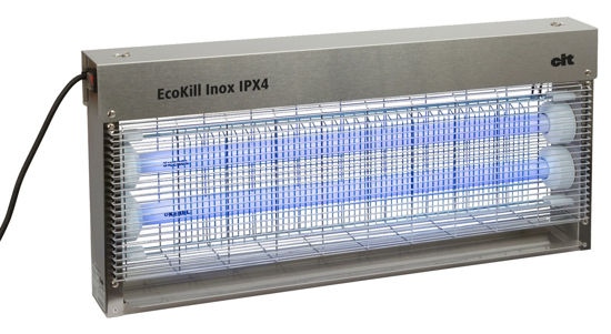 Scatola portamosche elettrica Ecokill in acciaio inox ipx4 2 x 20w