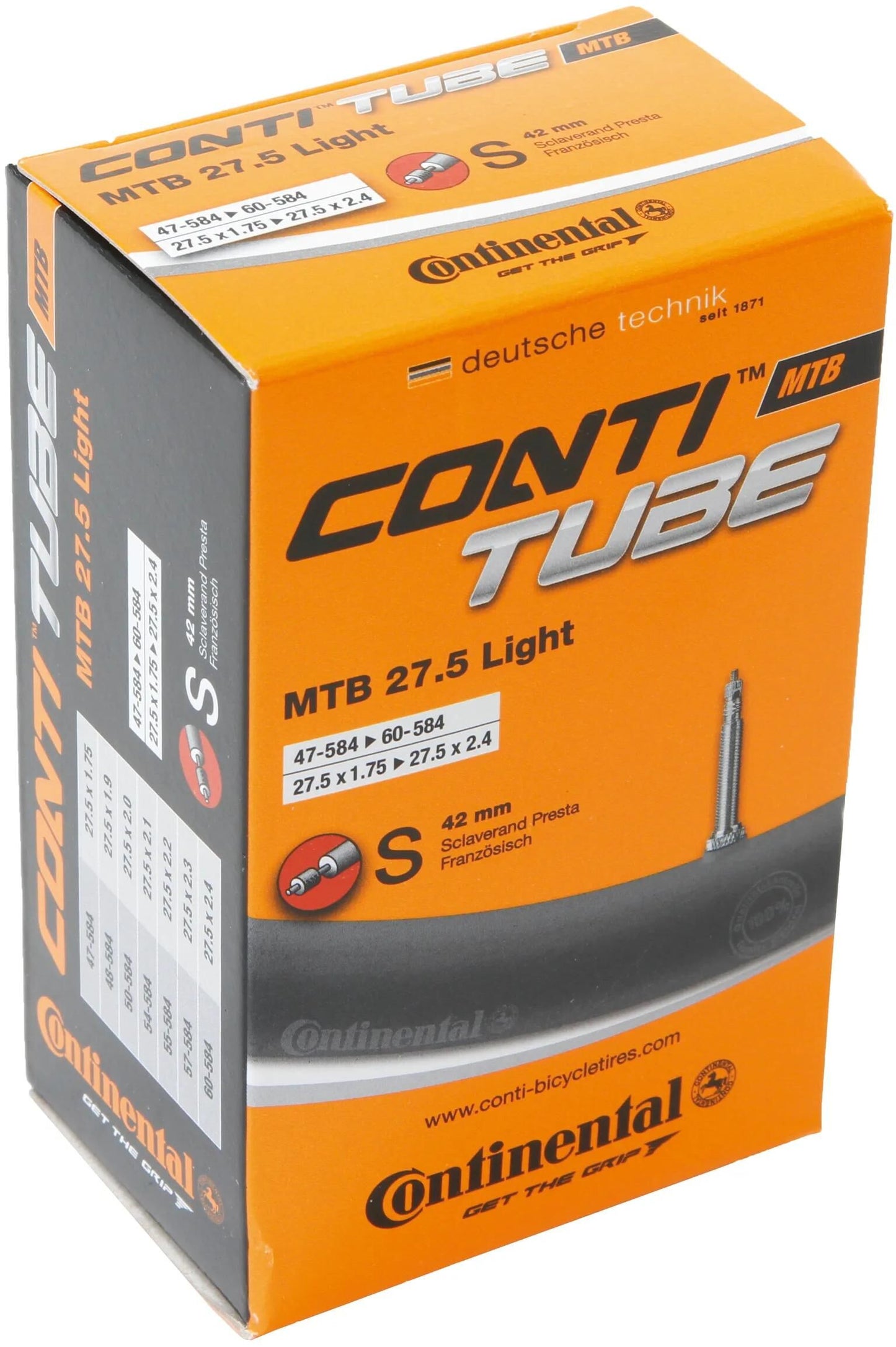 Continental binnenband mtb 27,5 conti tube mtb 27.5 47 62-584 s42 lig