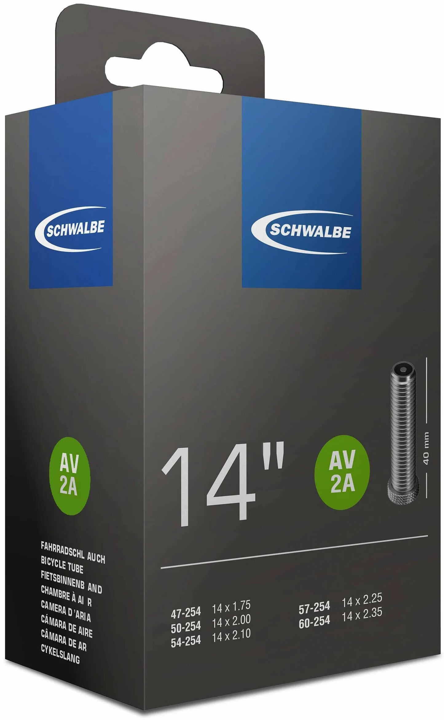 Schwalbe Inner Tube AV2A 14 x 1.75-2.35 (47 60-254) 40 mm