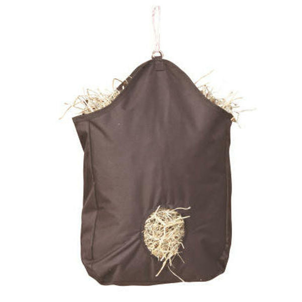 Bolsa de heno bolsa de heno negra con 2 anillos para colgar