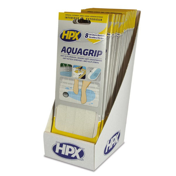 Nastro antiscivolo HPX Aqua Grip 8 pezzi trasparente 20 mm x 240 mm