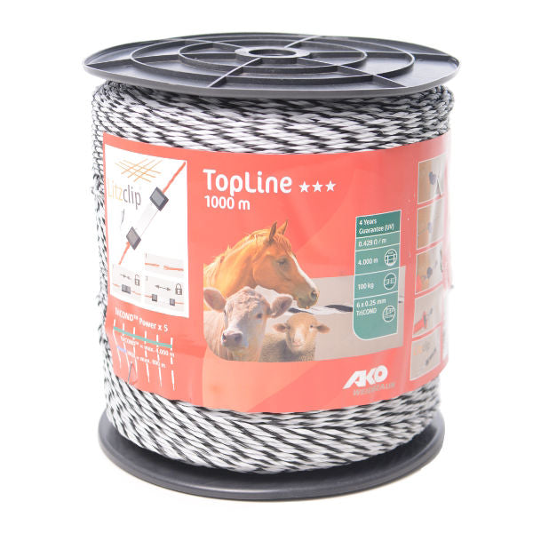 Recinto elettrico Ako topline bianco nero 6x025 tricondo 1000m