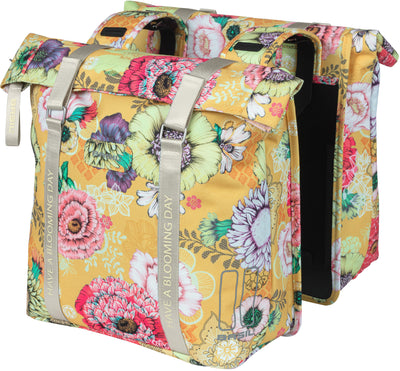 Basil Bloom Field dubbele fietstas - waterdicht, geheel gevoerd, honey yellow