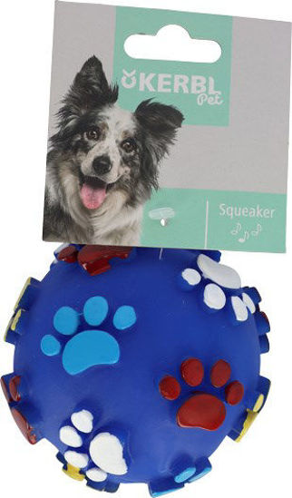 Pelota de vinilo con huella de pata 10 cm con chirriador, clasificadas por color