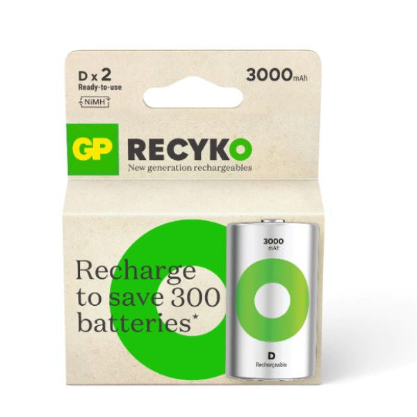 Batería GP recargable recyko d x2uds
