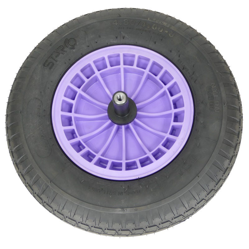 Rueda Fort 480400x8 Neumático 4 capas llanta de plástico eje lavanda 20cm
