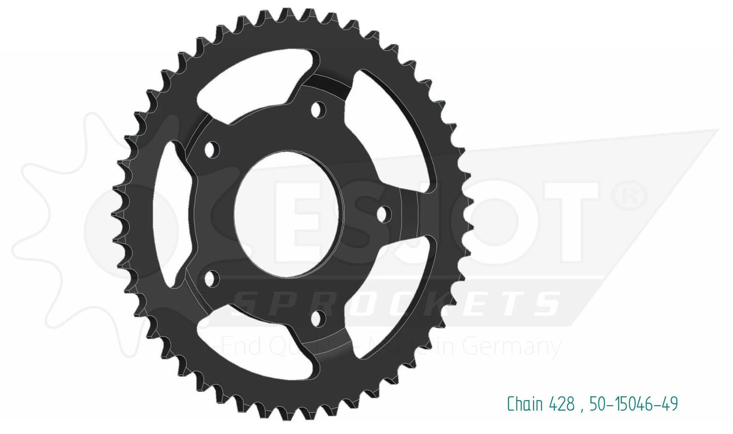 Ruota a catena esjot 428 49z in acciaio argento