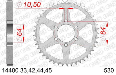Ruota a catena Afam 530 44Z in acciaio argento