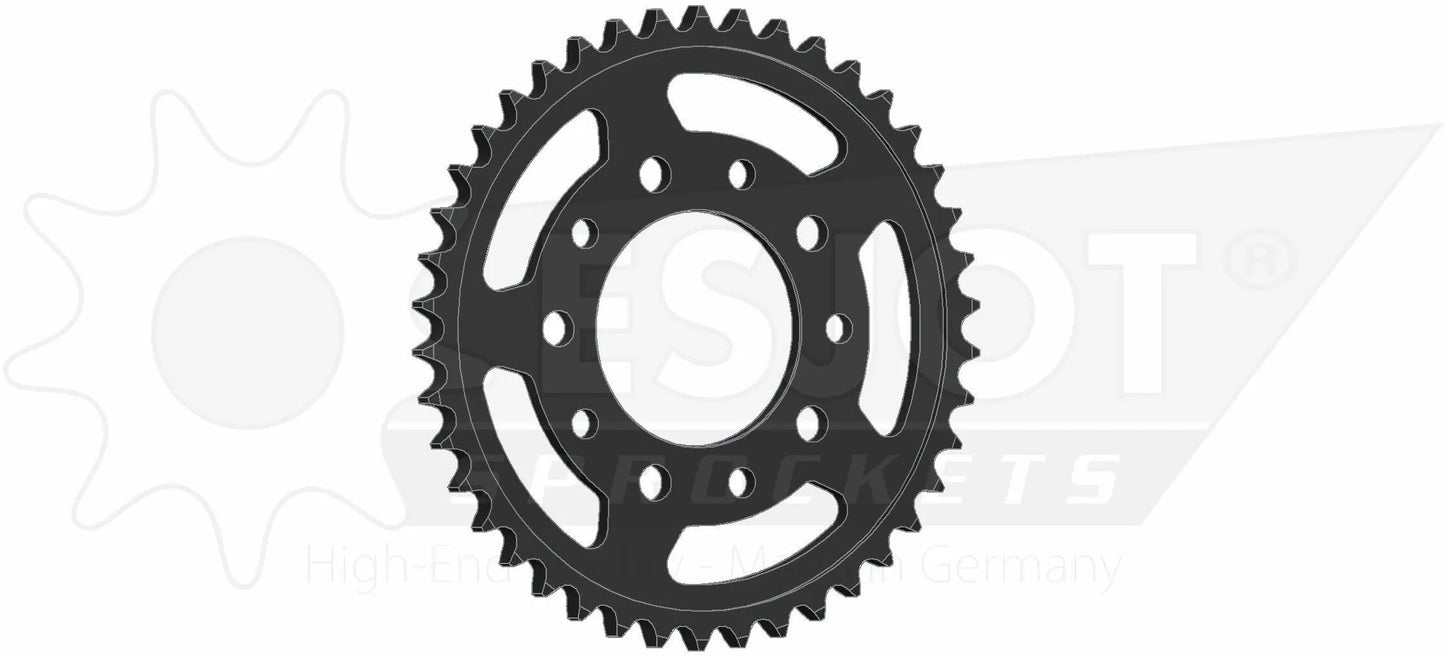 Rueda de la cadena de Esjot 530 45z de acero negro