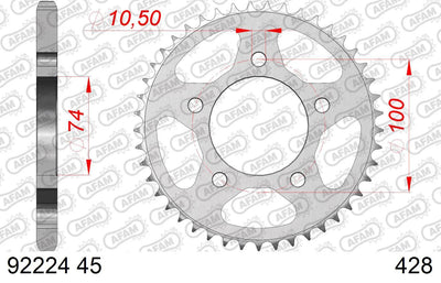 Ruota a catena Afam 428 45Z in acciaio argento