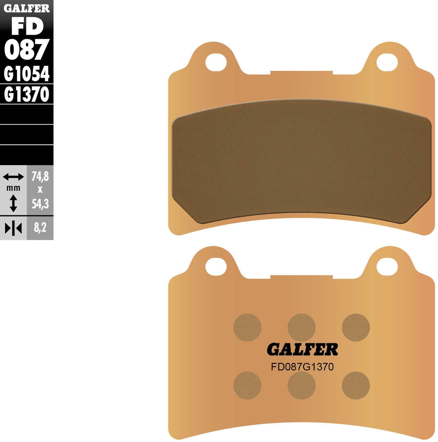 Pastillas de freno Galfer fd087 pastilla de freno fd087 g1370 metal sinterizado