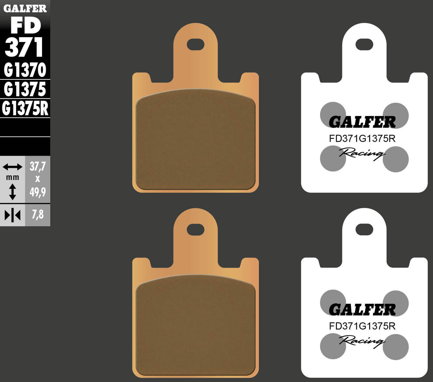 Pastiglie freno Galfer fd371 pastiglia freno fd371 g1375r sint.metal racing