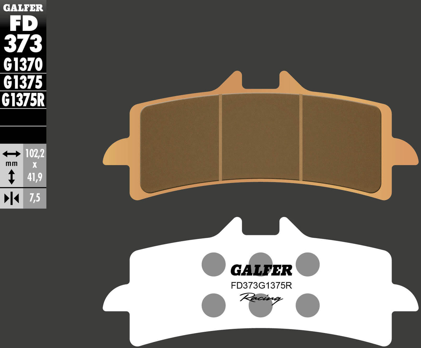 Pastillas de freno Galfer fd373 pastilla de freno fd373 g1375r sint.metal racing