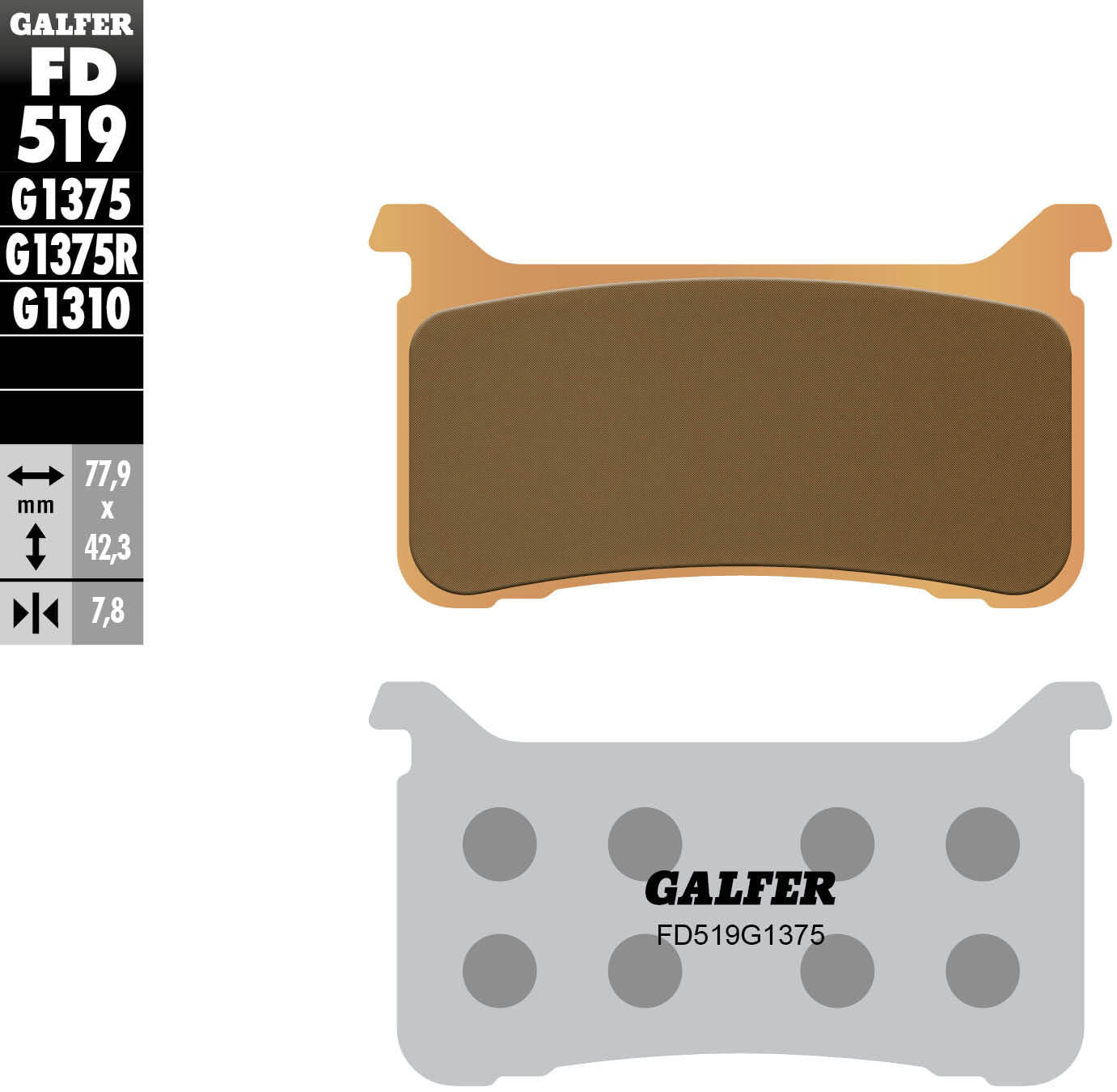 Pastillas de freno Galfer fd519 pastilla de freno fd519 g1375 sint.metal str. sp.
