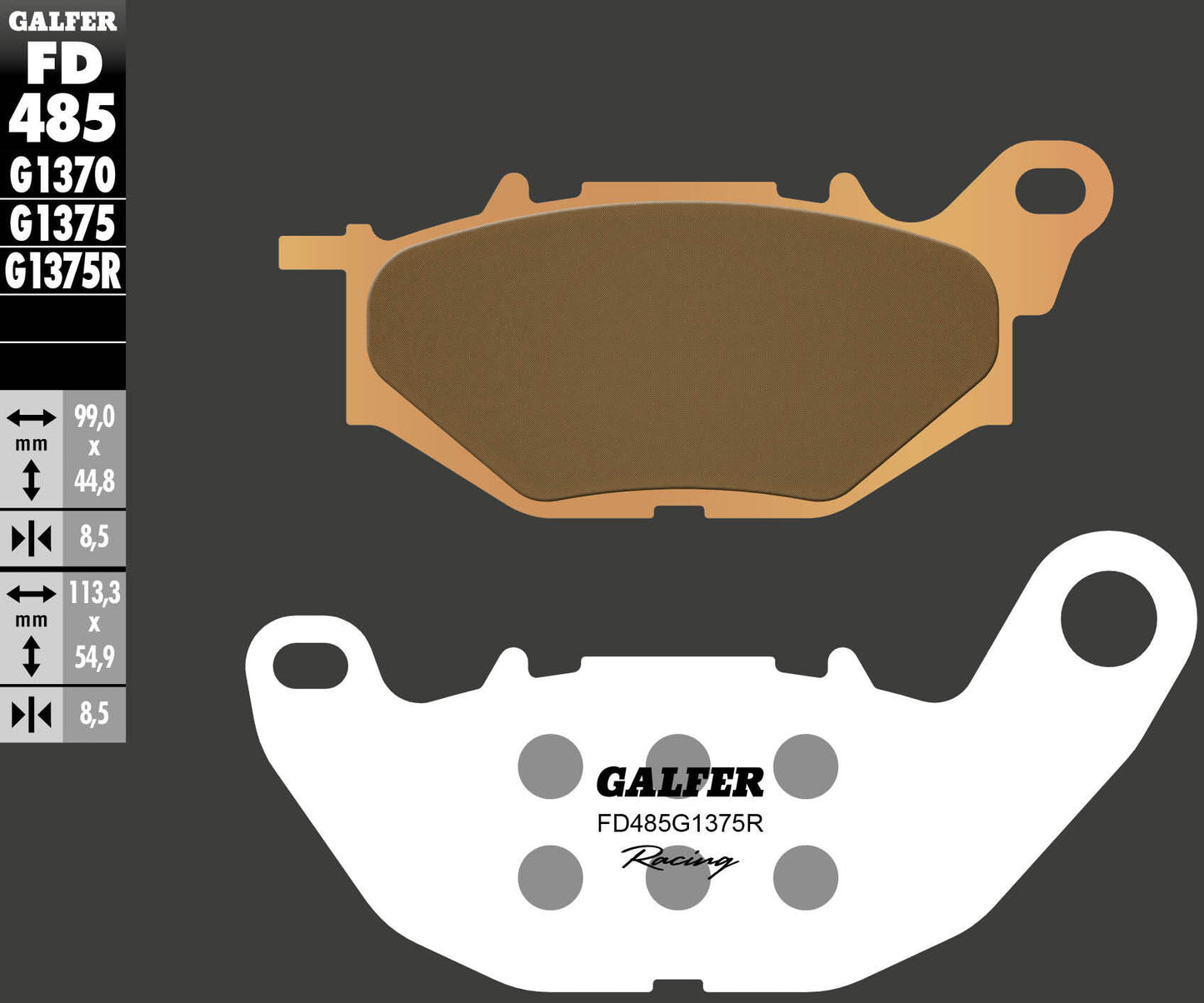 Pastillas de freno Galfer fd485 pastilla de freno fd485 g1375r sint.metal racing
