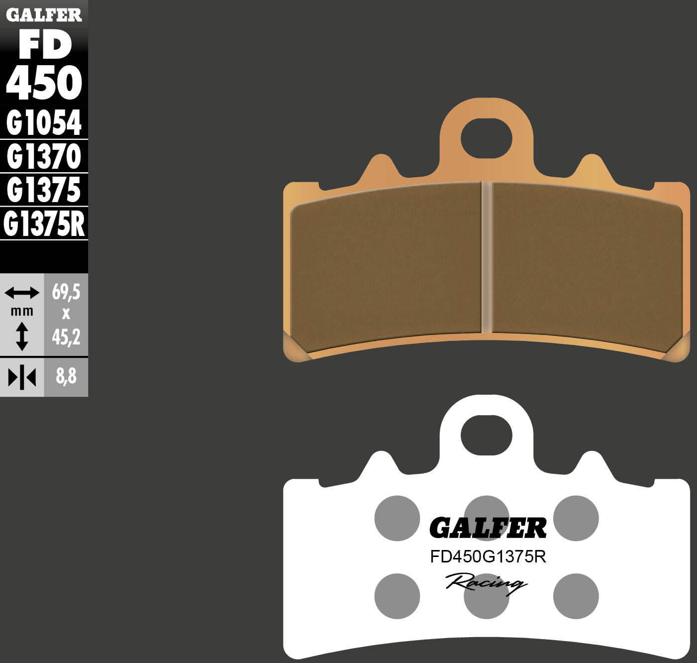 Pastiglie freno Galfer fd450 pastiglia freno fd450 g1375r sint.met.racing