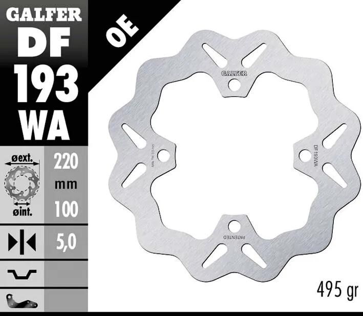 Disco freno Galfer Golf df193 rotore df193 tipo wa rigido