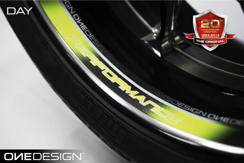 Print velgrand sticker rim sticker 44x300mm 8pcs.yellow, flu