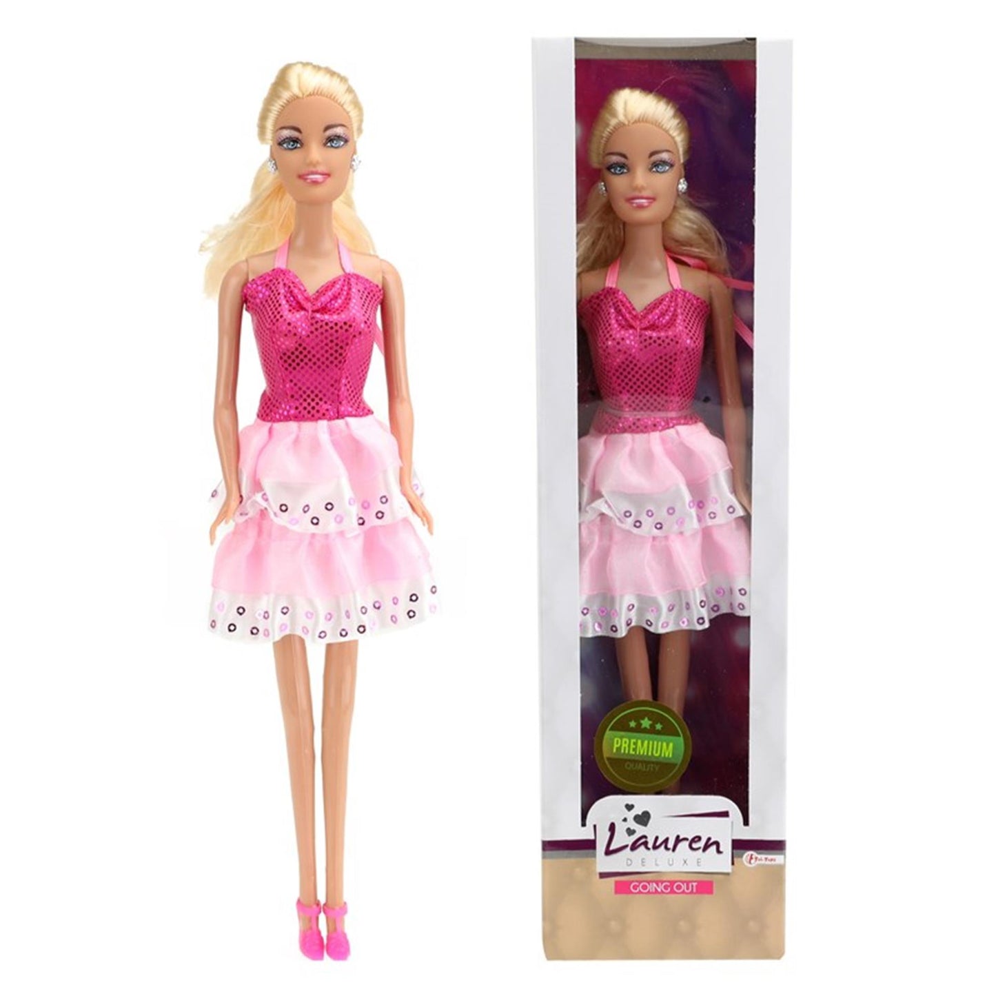 Toi-toys muñeca adolescente toi toys con vestido halter rosa