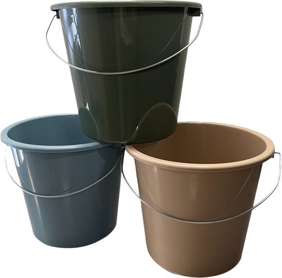 Secchio domestico in plastica da 5 litri, colori ecologici | 25 pezzi