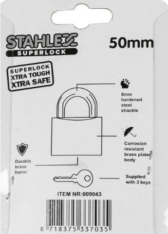 Prodotti lucchetto superlock 50mm più 3 chiavi