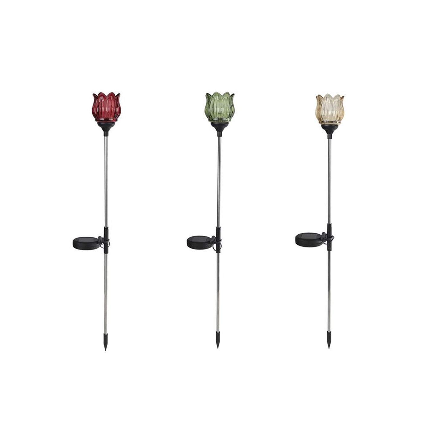 Lámpara LED solar para jardín tulipán cristal 9x9x79cm