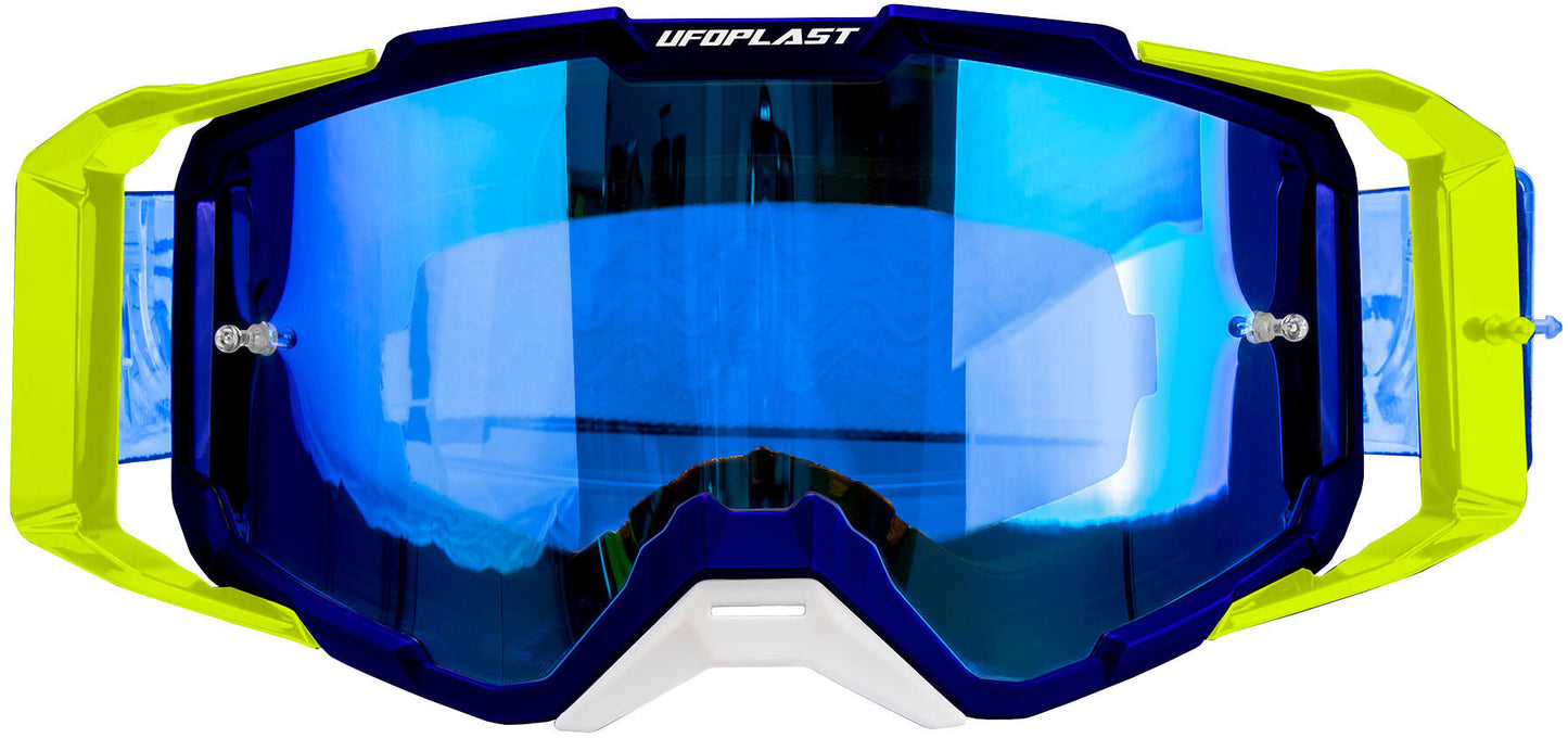 Occhiali motocross Ufo pee core 2.0. occhiali da cross core 2.0 blu giallo