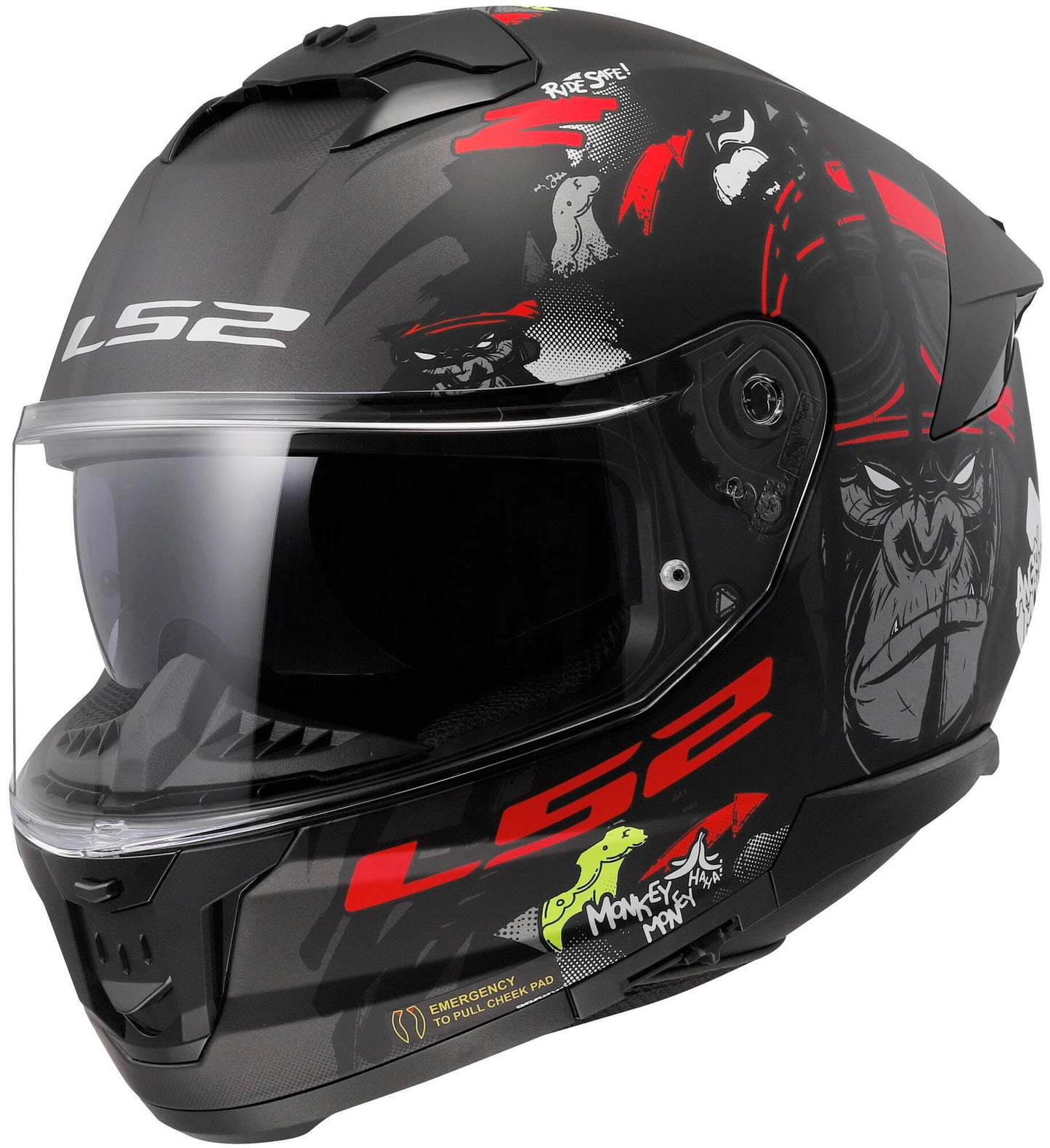 Casco integrale Ls2 ff808 stream ii casco Angry Monkey ff808 st.ii an.monk.xs bl. salva Matt