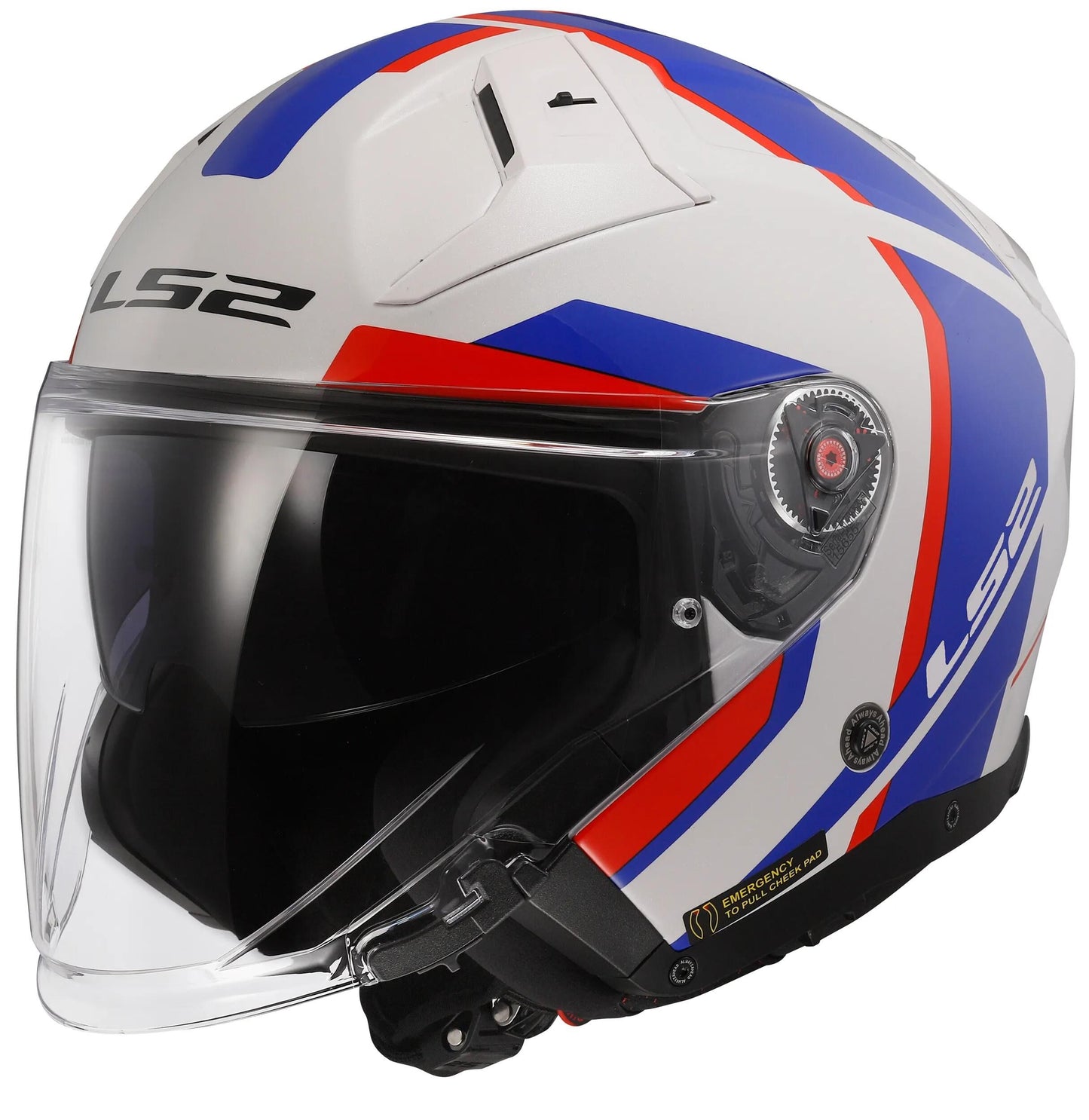 Casco jet Ls2 of603 Infinity ii Focus Casco of603 infi. II focus. m bianco blu rosso