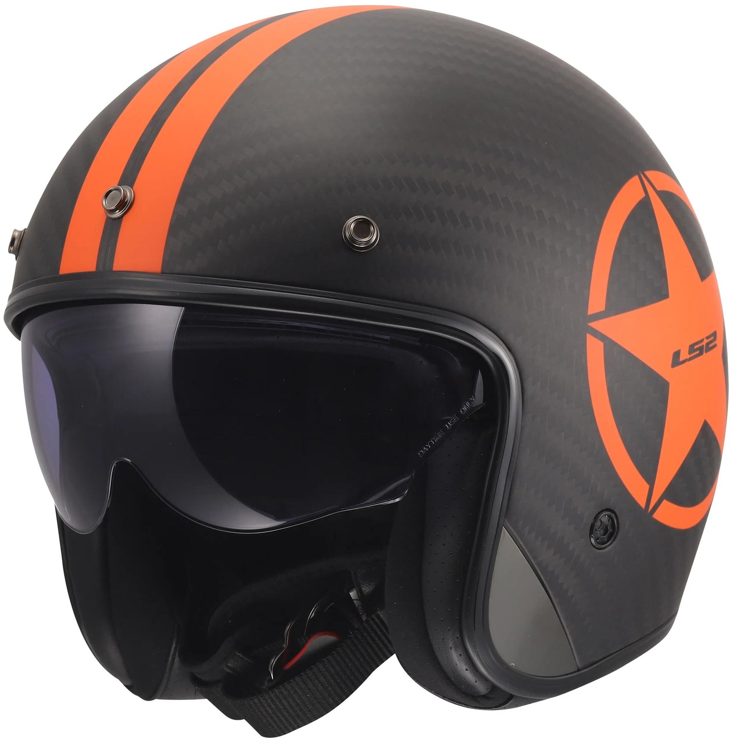 Ls2 jethelm of601 bob ii carbon star helmet of601 bob ii carbon star orange gr. s