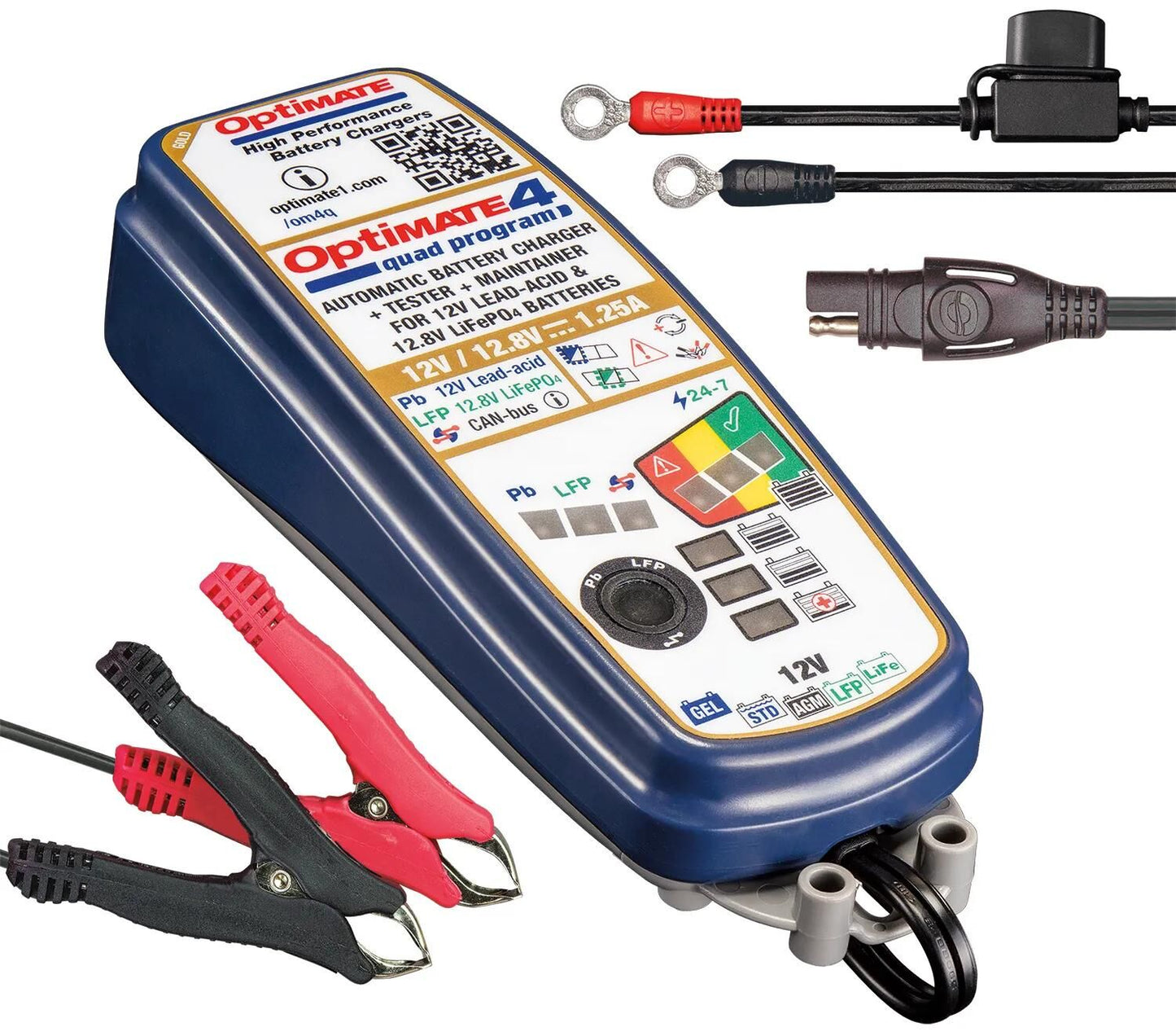 Caricatore della batteria Tecmate Optate 4 Quad Programma. Optare 4 Caricatore Quad Programma